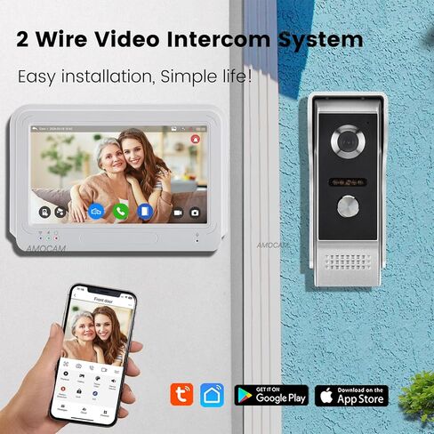 WIRELES WIFI VIDEO DOOBBLEST INTELOD ، 1080P فيديو باب فيديو مع شاشة ، 7 بوصة شاشة باب الشاشة هاتف ، لا رسوم شهرية ، TUYA APP Remote Intercom (الطاقة السلكية) in Kuwait