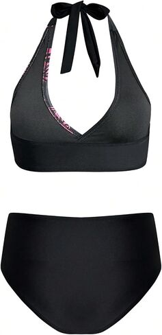 GORGLITTER Women's Color Block High Waisted Bikini Set Twist Beach Summer Swimsuits Cute Bathing Suit in Saudi Arabia