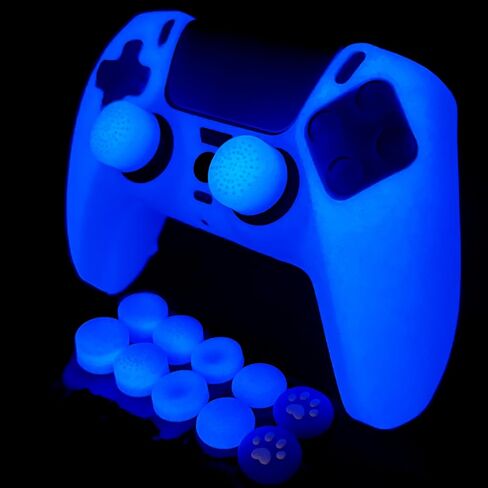يغطى اللمعان المضاد للانزلاق السيليكون قبضة الجلد المتوافقة مع PS5/Slim/Pro Controller ، 8 PCS Clitter Thumb Grips Caps و 2 Clips Caps. (Glitter Pink) in Kuwait
