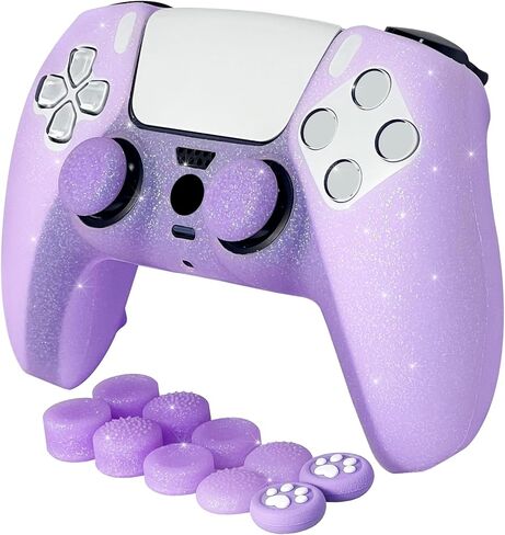 Glitter Anti-Slip Protective Silicone Cover Skin Grips Compatible with PS5/Slim/Pro Controller,8 PCS Glitter Thumb Grips Caps and 2 Grips Caps. (Glitter Pink) in Kuwait