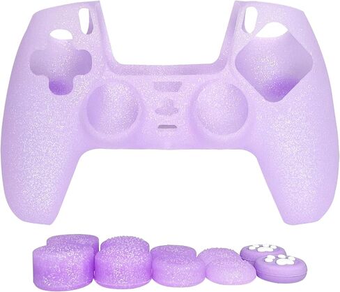 Glitter Anti-Slip Protective Silicone Cover Skin Grips Compatible with PS5/Slim/Pro Controller,8 PCS Glitter Thumb Grips Caps and 2 Grips Caps. (Glitter Pink) in Kuwait