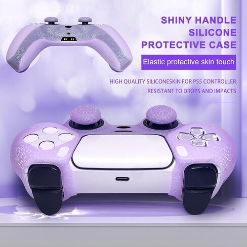 Glitter Anti-Slip Protective Silicone Cover Skin Grips Compatible with PS5/Slim/Pro Controller,8 PCS Glitter Thumb Grips Caps and 2 Grips Caps. (Glitter Pink) in Kuwait