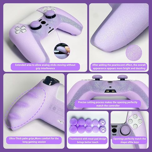 Glitter Anti-Slip Protective Silicone Cover Skin Grips Compatible with PS5/Slim/Pro Controller,8 PCS Glitter Thumb Grips Caps and 2 Grips Caps. (Glitter Pink) in Kuwait