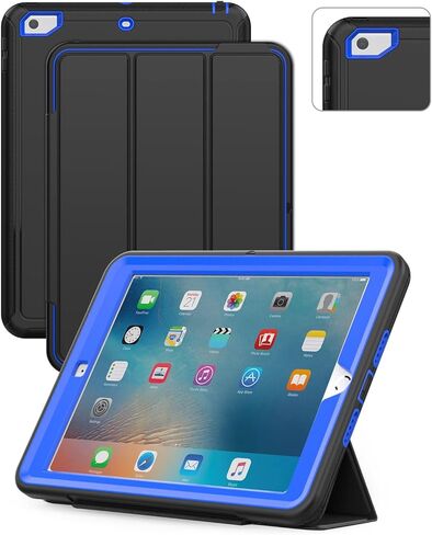 Seymac for iPad 6th/5th Generation Case ، Atturdy Huchice Dickproof Protection Stand Case with Smart Cover Auto Sleep/Wake for iPad 9.7 Case ، Black in Kuwait