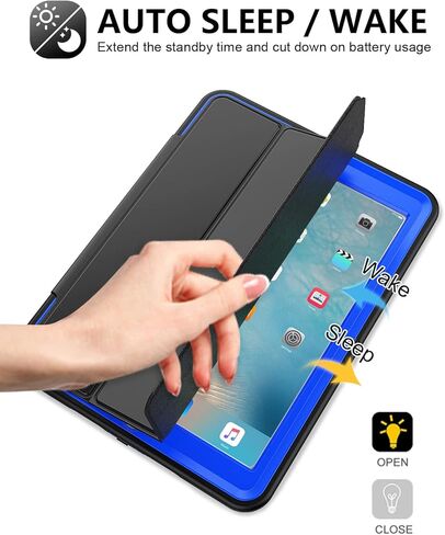 Seymac for iPad 6th/5th Generation Case ، Atturdy Huchice Dickproof Protection Stand Case with Smart Cover Auto Sleep/Wake for iPad 9.7 Case ، Black in Kuwait