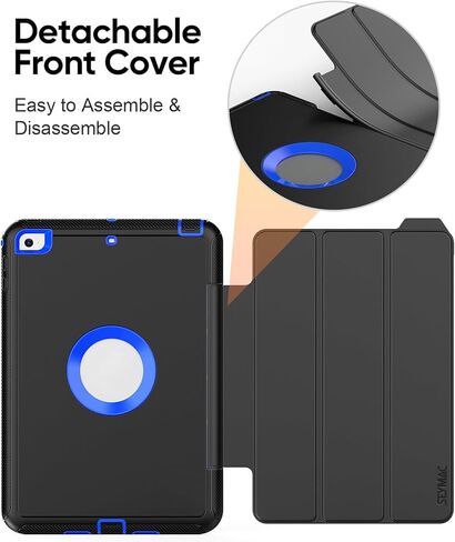 Seymac for iPad 6th/5th Generation Case ، Atturdy Huchice Dickproof Protection Stand Case with Smart Cover Auto Sleep/Wake for iPad 9.7 Case ، Black in Kuwait