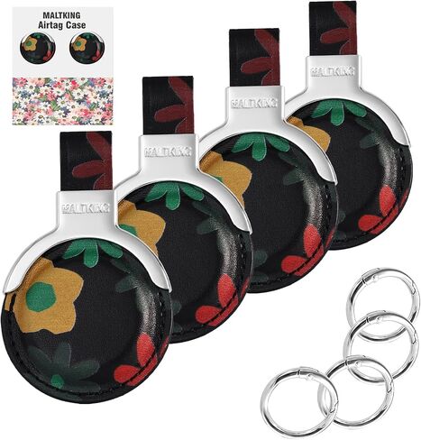 حامل سلسلة مفاتيح الهواء الأصلي من الجلد متوافق مع Apple Pet Airtag Holder Secure Air Tag Case Leather with Airtag Keychain in Kuwait