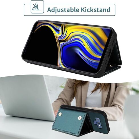 Wallet Case for Samsung Galaxy Note 9 with Crossbody Strap Premium PU Leather Card Holder Shockproof Heavy Duty Full Body Accessories Slim Cell Phone Cover for Note9 Not S9 Women Men Black in Kuwait