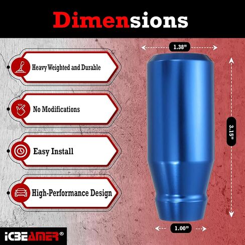 ICBEAMER مقبض ناقل الحركة من الألومنيوم باللون الأرجواني | يناسب مركبات النقل اليدوي الأوتوماتيكية و4، 5، 6 سرعات | مقبض ناقل الحركة الداخلي للسيارة | قطع غيار السيارات | 1 قطعة in Kuwait
