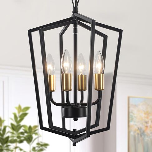 Black Farmhouse Chandelier 4 Light Industrial Rustic Chandelier Dining Room Lighting Fixtures Hanging Globe Orb Pendant Light Fixture for Kitchen Island Bedroom in Saudi Arabia