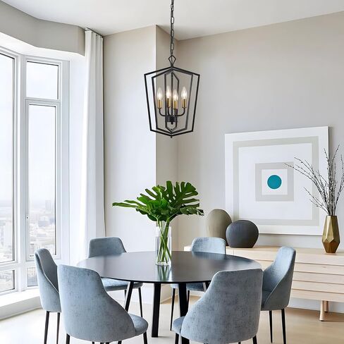 Black Farmhouse Chandelier 4 Light Industrial Rustic Chandelier Dining Room Lighting Fixtures Hanging Globe Orb Pendant Light Fixture for Kitchen Island Bedroom in Saudi Arabia