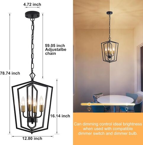 Black Farmhouse Chandelier 4 Light Industrial Rustic Chandelier Dining Room Lighting Fixtures Hanging Globe Orb Pendant Light Fixture for Kitchen Island Bedroom in Saudi Arabia