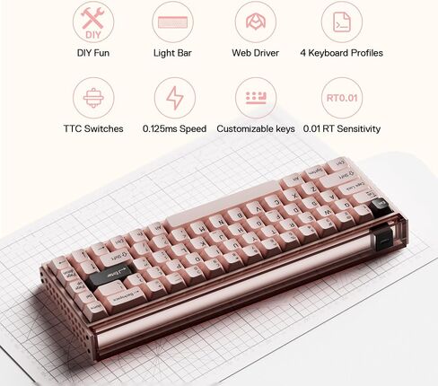 MADE68 Pro Hall Effect Keyboard Magnetic Gaming Keyboard, Hot Swappable Switches Keyboard Rapid Trigger Keyboard Magnetic Switch Keyboard, 65% Layout RGB Snap Tap-Purple in Saudi Arabia