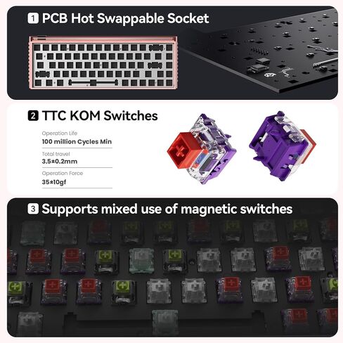 MADE68 Pro Hall Effect Keyboard Magnetic Gaming Keyboard, Hot Swappable Switches Keyboard Rapid Trigger Keyboard Magnetic Switch Keyboard, 65% Layout RGB Snap Tap-Purple in Saudi Arabia
