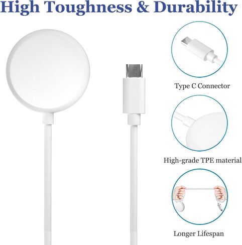 Threeeggs Charger for Google Pixel Watch, Replacement Magnetic USB Charging Cable for Google Pixel Watch Smartwatch 3.3ft / 100cm (USB Type-A Black) in Kuwait