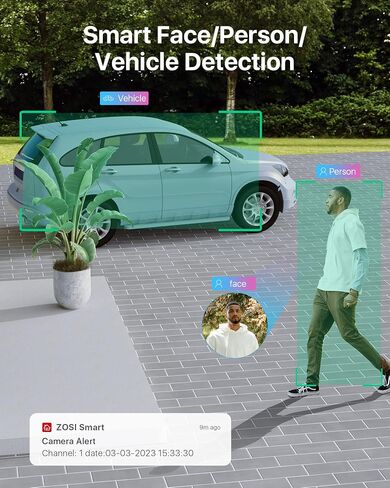 Zosi C296 3K 5MP ADD-ON POE PT كاميرا خارجية ، رؤية ليلية النجوم ، AI Confection Human Confect in Kuwait