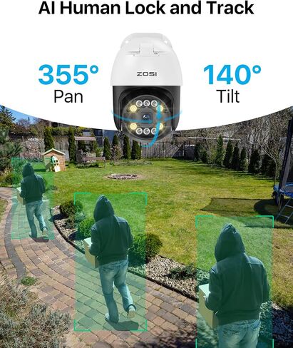 Zosi C296 3K 5MP ADD-ON POE PT كاميرا خارجية ، رؤية ليلية النجوم ، AI Confection Human Confect in Kuwait