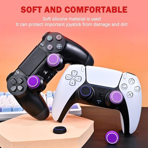 DLseego 6PCS Thumb Grips Caps for Xbox One X S PS5 PS4 PS3 PlayStation DualSense Switch Pro Wireless Controller Steam Deck, Soft Silicone Anti-Slip Button Cap Joystick Cover - Blue in Kuwait