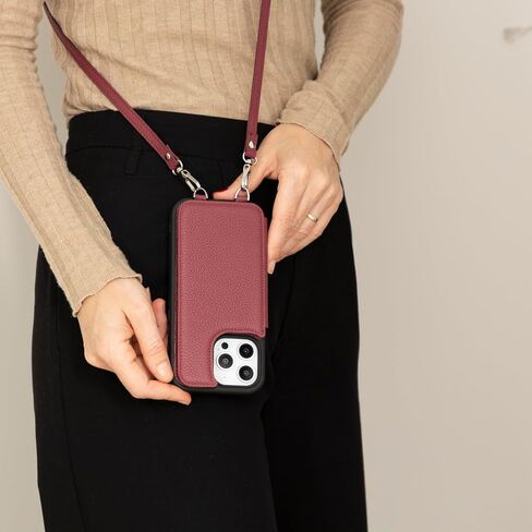 Bayelon Crossbody Case for iPhone 15 Pro Max, Full Grain Leather Crossbody Phone Case, iPhone Wallet Case, Card Holder, Phone Case with Strap, Phone Lanyard Crossbody, Gift for Women (Vintage Brown) in Kuwait