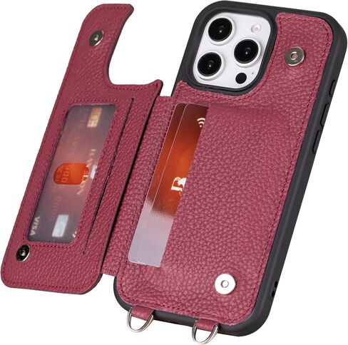 Bayelon Crossbody Case for iPhone 15 Pro Max, Full Grain Leather Crossbody Phone Case, iPhone Wallet Case, Card Holder, Phone Case with Strap, Phone Lanyard Crossbody, Gift for Women (Vintage Brown) in Kuwait