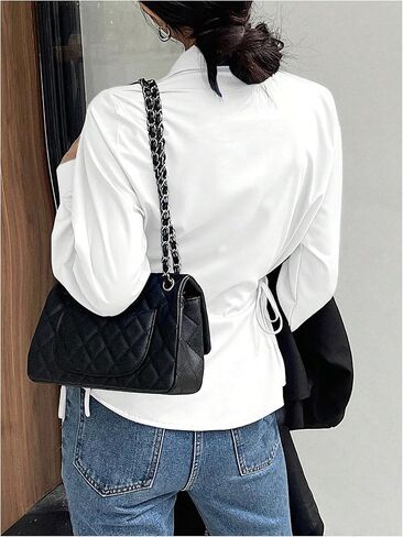 SweatyRocks Women's Button Down Long Sleeve Blouse Side Drawstring Shirt Work Business Tops in Saudi Arabia