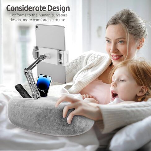 CreaDream Tablet Kindle Stand Pillow, Adjustable iPad Pillow Stand Holder with 2 Snack Bowls for Lap Bed Sofa Chair, Compatible with 4.7"-13" Tablet, iPad, iPhone, Google, Samsung, Kindle in Kuwait