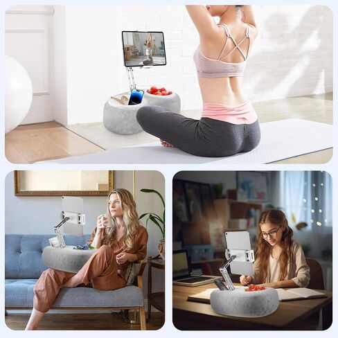 CreaDream Tablet Kindle Stand Pillow, Adjustable iPad Pillow Stand Holder with 2 Snack Bowls for Lap Bed Sofa Chair, Compatible with 4.7"-13" Tablet, iPad, iPhone, Google, Samsung, Kindle in Kuwait