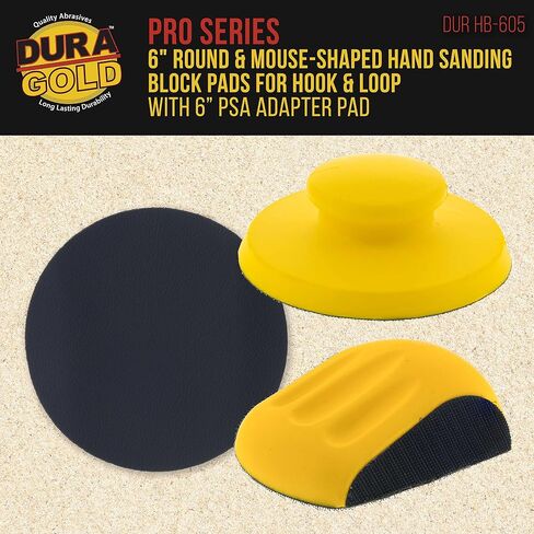 Dura-Gold Pro Series 6" Round-Shaped Hand Sanding Block Pad for Hook & Loop and PSA 6" DA Sanding Discs, 2 Pack - PSA Sandpaper Conversion Adapter Pad - Automotive Car Sand Wood Woodworking Furniture in Kuwait