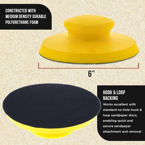Dura-Gold Pro Series 6" Round-Shaped Hand Sanding Block Pad for Hook & Loop and PSA 6" DA Sanding Discs, 2 Pack - PSA Sandpaper Conversion Adapter Pad - Automotive Car Sand Wood Woodworking Furniture in Kuwait