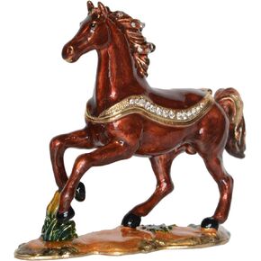 MIXDOM Arabian Horse Trinket Box Jewelry Box Hand Painted Decorative Box with Hinged Lid Ring Earring Holder AnimalFigurine Collectible
