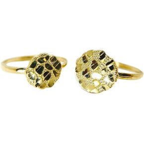 Rough Textured Cookie Nugget Round Rings 18k Gold Plated Brass