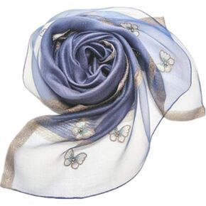 Women Mulberry Silk Scarf Lightweight Scarves Embroidered Butterfly Shawls and Wraps for Dresses