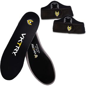 VKTRY Performance Insoles - Silver VKs- Carbon Fiber Shock Absorbing Sport Shoe Insoles for Amateur Running, Basketball, Athletics US: Men 10-10.5, Women 12-12.5 and Booster Strap Accessory Large