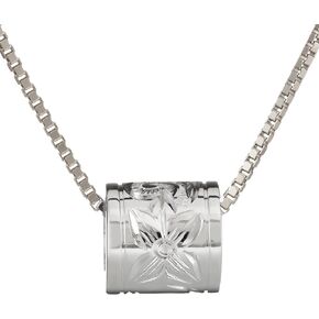 Aloha Jewelry Company Sterling Silver Plumeria Flower Princess Scroll Barrel Necklace Pendant with 18" Box Chain