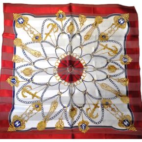 Silk Scarf, SS889014 Rosary, precision printed, lightairy satin (Red) Brand Cased in Kuwait
