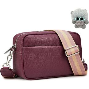 Small Crossbody Bag for Women, Shoulder Bag Leather Cross Body Bag with Wide Guitar Strap