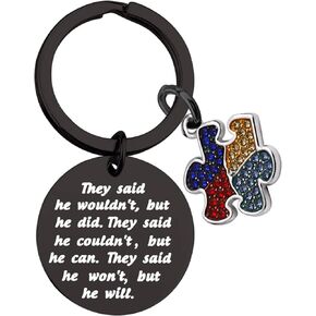 Lywjyb Birdgot Autism Awareness Gift Autism Puzzle Piece Jewelry Keychain