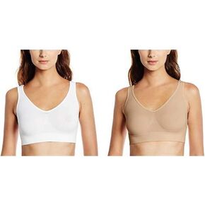 Hanes Women's Cozy Seamless Wire Free Bra, White, Small With Seamless Wire Free Bra, Nude, Small