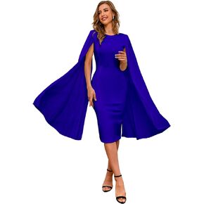 IWFEV Mid-Calf Patchwork Long Sleeve Round Neck Plain Sleeveless Midi Dress Women's Bodycon Dress