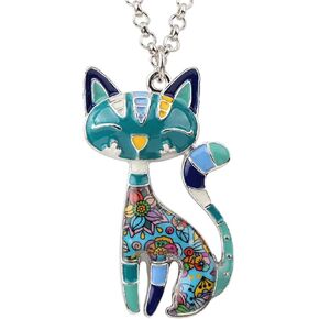 Enamel Alloy Cat Necklace Kitten Pendant Novelty Pets Jewelry Gifts for Women Girls Charms