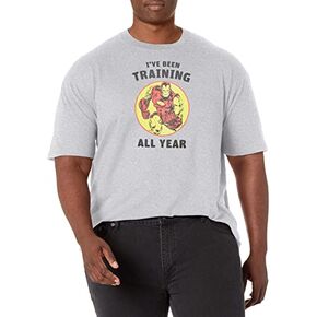 تي شيرت رجالي Marvel Big & Tall Classic Iron Man Year Training بأكمام قصيرة، تي شيرت رياضي منقط، X-Large