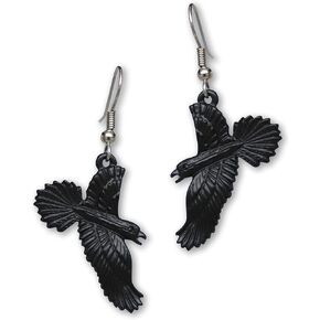 Gothic Black Raven Black Crow Dangle Earrings