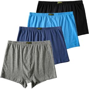 Cotton Men's Boxer Shorts Underwear,Plus Size Boxer Brief, Loose Fit Soft Stretchy Trunks 4 Pack,US L-5XL