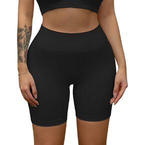 Gnowann Workout Shorts for Women Seamless Ribbed High Waisted Biker Shorts Yoga Tights Gym Leggings