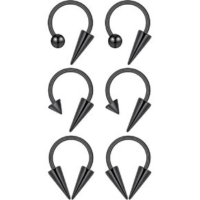 Stuppendux 16G 1.2 مم حلقات حاجز من الفولاذ المقاوم للصدأ الغضروف الحلزوني الزنمة أقراط الأنف حلقات ثقب المجوهرات رأس مخروطي مدبب رأس كروي دائري للنساء والرجال قطر 10 مم 12 مم in Kuwait