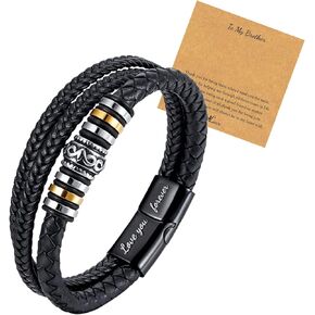 choice of all Leather Bracelet for Son Grandson Men Dad Boyfriend Brother Husband Inspirational Bracelet for Birthday Christmas Graduation Back to School Valentines Day Gifts for Teen Boys