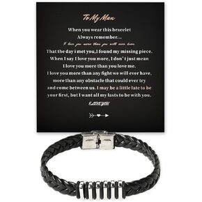 Sisadodo Leather Braided Bracelet Gift for Husband Valentines Day Gifts for Boyfriend Birthday Gifts for Son Grandson Dad Uncle Gifts