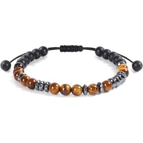 Morse Code Bracelet With Cards and Gift Box for Women/Men Adjustable Tiger Eye Black Matte Beads Bracelet Handmade Natural Stone Bracelets Jewelry Gifts