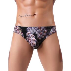WINDAY Men's Briefs Ice Silk Triangle Bikinis Underwear print Breathable Briefs