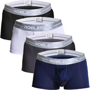 Men's Boxer Briefs Separate Pouch Modal Breathable Boxer Briefs Underwear with Functional Dual Fly